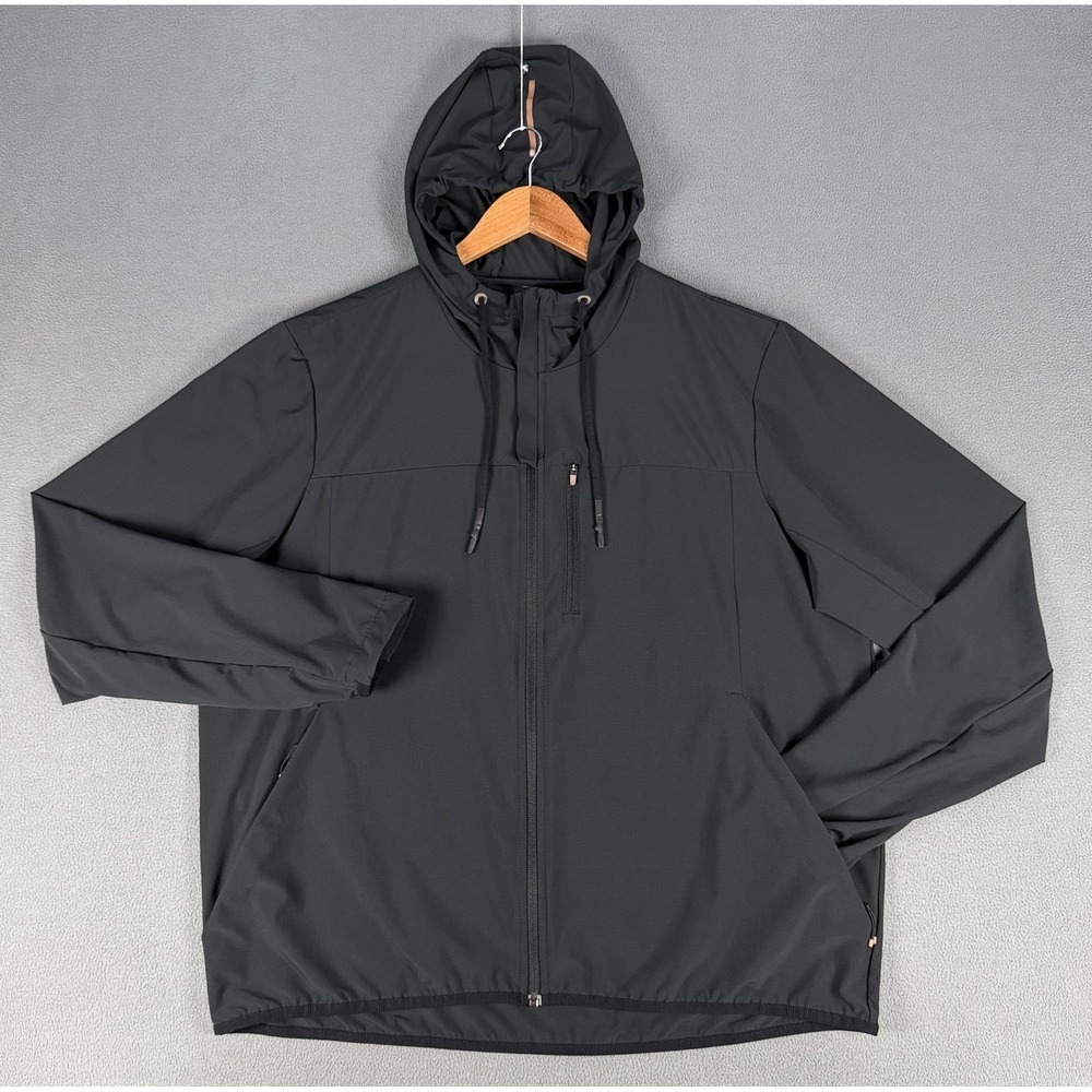 REI Co Op Jacket Hoodie Mens XL Black Grey Lightweight Hooded Performance Hiking